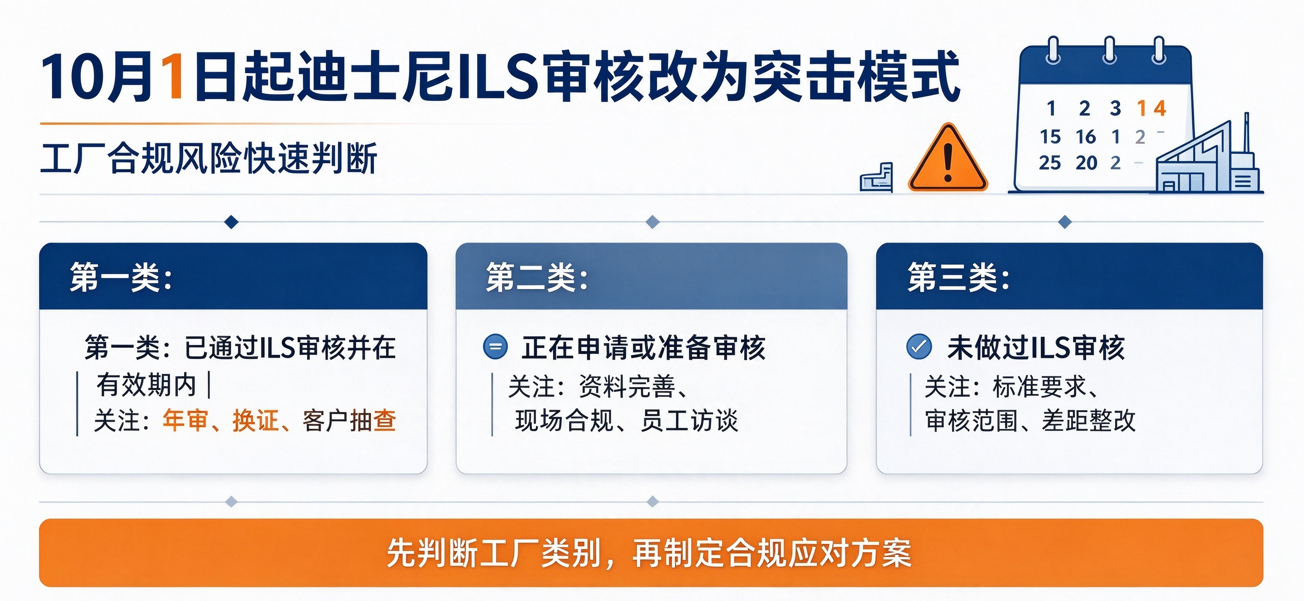 10月1日起迪士尼ILS审核改为突击模式，您的工厂属于哪一类？